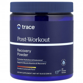 Trace, после тренировки, восстанавливающий порошок, со вкусом клубничного лимонада, 306 г (10,8 унции) - описание | фото