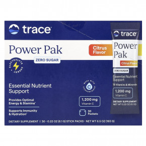 Trace, Power Pak, без сахара, цитрусовые, 30 пакетиков в стиках по 6,1 г (0,22 унции) - описание