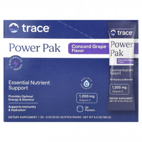 Trace, Power Pak, Essential Nutrient Support, виноград Конкорд, 30 пакетиков в стиках по 6,1 г (0,22 унции) - описание