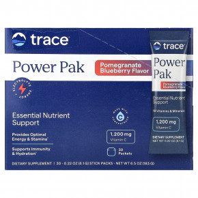 Trace, Power Pak, гранат и голубика, 30 стик-пакетов по 6,1 г (0,22 унции) - подробнее Trace, Power Pak, гранат и голубика, 30 стик-пакетов по 6,1 г (0,22 унции) - описание