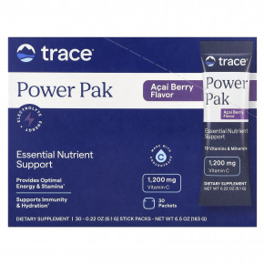 Trace, Power Pak, ягоды асаи, 30 пакетиков в виде стиков по 6,1 г (0,22 унции) - описание