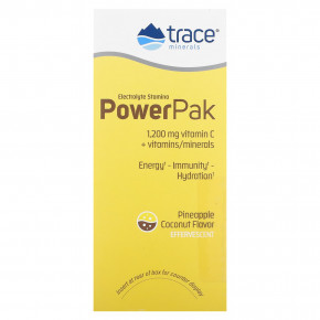 Trace, PowerPak, электролит для повышения выносливости, ананас и кокос, 30 пакетиков, по 6,1 г (0,22 унции) - описание