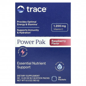 Trace, PowerPak, с малиновым вкусом, 30 стик-пакетов по 6,1 г (0,22 унции) - описание