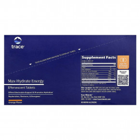 Trace, Шипучие таблетки Max-Hydrate Energy, апельсин, 8–10 таблеток в тюбиках по 44 г (1,55 унции) в Москве - eco-herb.ru | фото