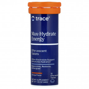 Trace, Шипучие таблетки Max-Hydrate Energy, апельсин, 8–10 таблеток в тюбиках по 44 г (1,55 унции) в Москве - eco-herb.ru | фото