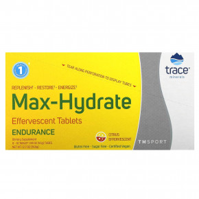 Trace, TM Sport, Max-Hydrate Endurance, шипучие таблетки для пополнения электролитов, со вкусом цитрусовых, 8 туб, по 10 таблеток в каждой в Москве - eco-herb.ru | фото