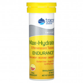 Trace, TM Sport, Max-Hydrate Endurance, шипучие таблетки для пополнения электролитов, со вкусом цитрусовых, 8 туб, по 10 таблеток в каждой в Москве - eco-herb.ru | фото