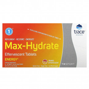 Trace, TM Sport, Max-Hydrate Energy, шипучие таблетки для повышения уровня энергии, со вкусом апельсина, 8 туб, по 10 таблеток в каждом в Москве - eco-herb.ru | фото