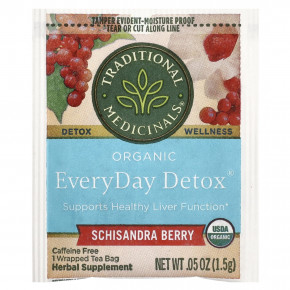 Traditional Medicinals, Organic EveryDay Detox®, ягоды гибискуса и лимонника, без кофеина, 16 чайных пакетиков в упаковке, 24 г (0,85 унции) в Москве - eco-herb.ru | фото