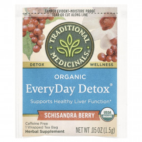 Traditional Medicinals, Organic EveryDay Detox®, ягоды лимонника, без кофеина, 16 чайных пакетиков в упаковке, 24 г (0,85 унции) в Москве - eco-herb.ru | фото