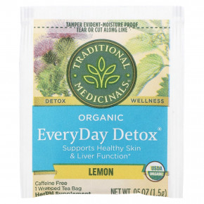 Traditional Medicinals, Organic EveryDay Detox, лимон, без кофеина, 16 чайных пакетиков в упаковке, 24 г (0,85 унции) в Москве - eco-herb.ru | фото