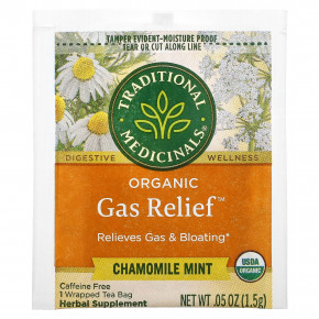 Traditional Medicinals, Organic Gas Relief™, ромашка и мята, без кофеина, 16 упакованных чайных пакетиков, 24 г (0,85 унции) в Москве - eco-herb.ru | фото
