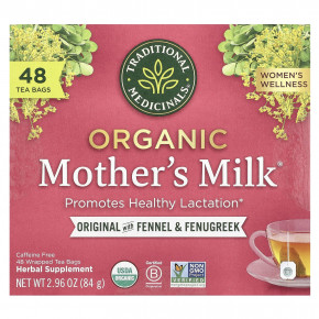 Traditional Medicinals, Organic Mother's Milk®, оригинальный продукт с фенхелем и пажитником, без кофеина, 48 чайных пакетиков в упаковке, 84 г (2,96 унции) - описание