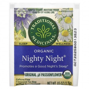 Traditional Medicinals, Organic Nighty Night, ромашка и пассифлора, без кофеина, 16 чайных пакетиков в упаковке, 24 г (0,85 унции) в Москве - eco-herb.ru | фото