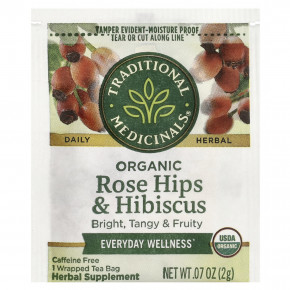 Traditional Medicinals, органические шиповник и гибискус, без кофеина, 16 чайных пакетиков, 32 г (1,13 унции) (Товар снят с продажи) в Москве - eco-herb.ru | фото