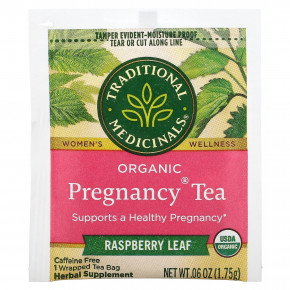 Traditional Medicinals, органический чай Pregnancy®, листья малины, без кофеина, 16 чайных пакетиков, 28 г (0,99 унции) в Москве - eco-herb.ru | фото