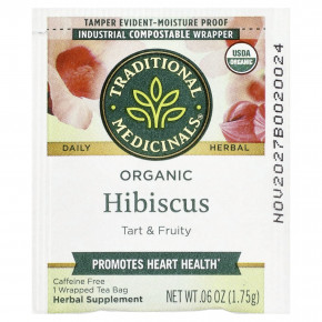 Traditional Medicinals, органический гибискус, без кофеина, 16 чайных пакетиков, 28 г (0,99 унции) в Москве - eco-herb.ru | фото