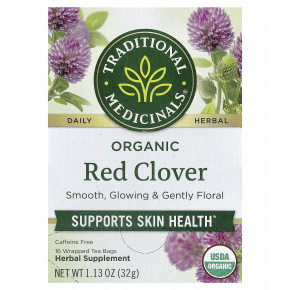 Traditional Medicinals, Органический красный клевер, без кофеина, 16 чайных пакетиков в упаковке, 32 г (1,13 унции) (Товар снят с продажи) в Москве - eco-herb.ru | фото
