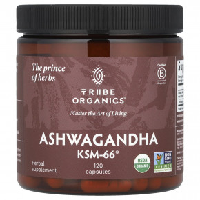 Tribe Organics, Ашваганда KSM-66®, 120 капсул - описание | фото