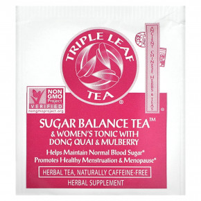 Triple Leaf Tea, Sugar Balance, тоник для женщин, с дягилем лекарственным и шелковицей, без кофеина, 20 чайных пакетиков, 38 г (1,34 унции) в Москве - eco-herb.ru | фото