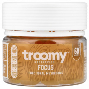 Troomy Nootropics, Focus, функциональные жевательные таблетки с грибами, со вкусом маракуйи и мандарина, 60 жевательных таблеток в Москве - eco-herb.ru | изображение Troomy Nootropics, Focus, функциональные жевательные таблетки с грибами, со вкусом маракуйи и мандарина, 60 жевательных таблеток в Москве - eco-herb.ru | фото