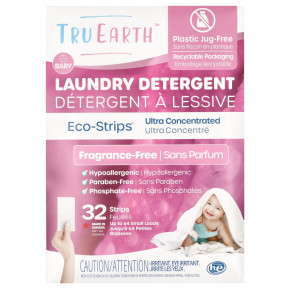 Tru Earth, Eco-Strips®, средство для стирки, ультраконцентрированное, без отдушек, для младенцев, 32 полоски в Москве - eco-herb.ru | фото