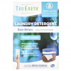 Tru Earth, Eco-Strips®, средство для стирки, ультраконцентрированное, из свежего белья, 32 полоски в Москве - eco-herb.ru | фото