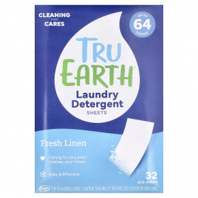 Tru Earth, салфетки для стирки, свежесть льна, 32 шт. Eco-Strips® - описание | фото