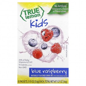 True Citrus, True Lemon, Kids Drink Mix, Blue Raspberry, 10 Packets, 0.13 oz (3.6 g) Each в Москве - eco-herb.ru | фото