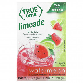 True Citrus, True Lime, лаймад, арбуз, 10 пакетиков по 3 г (0,11 унции) - описание