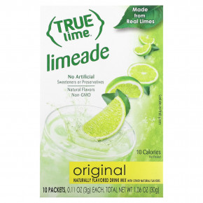 True Citrus, True Lime, лаймад, оригинальный, 10 пакетиков по 3 г (0,11 унции) - описание