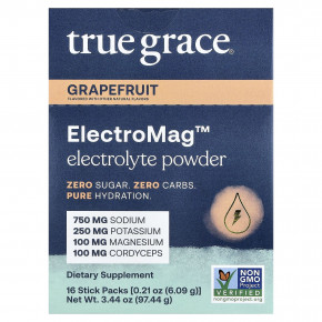 True Grace, ElectroMag™, электролитный порошок, со вкусом грейпфрута, 16 упаковок в стике по 6,09 г (0,21 унции) - описание