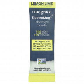 True Grace, ElectroMag™, электролитный порошок, со вкусом лимона и лайма, 16 пакетиков по 5,64 г (0,20 унции) в Москве - eco-herb.ru | фото