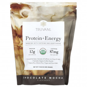 Truvani, Protein + Energy, шоколадный мокко, 495 г (17,46 унции) - описание | фото