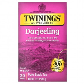 Twinings, 100% чистый черный чай, Дарджилинг, 20 чайных пакетиков, 40 г (1,41 унции) - описание
