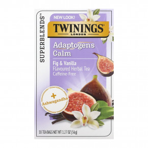 Twinings, Adaptogens Calm, травяной чай, инжир и ваниль, без кофеина, 18 чайных пакетиков, 36 г (1,27 унции) в Москве - eco-herb.ru | фото