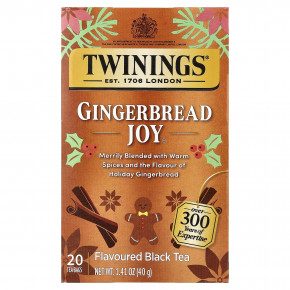 Twinings, ароматизированный черный чай, Gingerbread Joy®, 20 чайных пакетиков, 40 г (1,41 унции) - описание