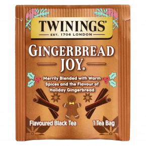 Twinings, ароматизированный черный чай, Gingerbread Joy®, 20 чайных пакетиков, 40 г (1,41 унции) в Москве - eco-herb.ru | фото