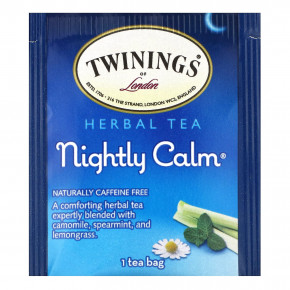 Twinings, Ароматизированный травяной чай, Nightly Calm, без кофеина, 20 чайных пакетиков, 29 г (1,02 унции) в Москве - eco-herb.ru | фото