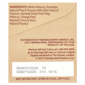Twinings, ароматизированный травяной чай, персик и апельсин, без кофеина, 20 чайных пакетиков, 50 г (1,76 унции) в Москве - eco-herb.ru | изображение Twinings, ароматизированный травяной чай, персик и апельсин, без кофеина, 20 чайных пакетиков, 50 г (1,76 унции) в Москве - eco-herb.ru | фото