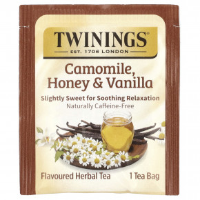 Twinings, Ароматизированный травяной чай, ромашка, мед и ваниль, без кофеина, 20 чайных пакетиков, 32 г (1,13 унции) в Москве - eco-herb.ru | фото