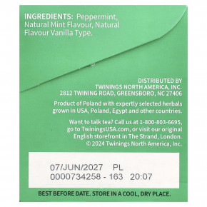 Twinings, ароматизированный травяной чай, с перечной мятой, без кофеина, 20 чайных пакетиков, 40 г (1,41 унции) в Москве - eco-herb.ru | фото