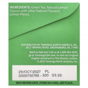 Twinings, Ароматизированный зеленый чай, лимон, 20 чайных пакетиков, 40 г (1,41 унции) в Москве - eco-herb.ru | фото