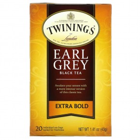 Twinings, Black Tea, Earl Grey, Extra Bold, 20 чайных пакетиков, 40 г (1,41 унции) - описание