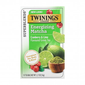 Twinings, бодрящий зеленый чай с матчей, клюквой и лаймом, 18 чайных пакетиков, 36 г (1,27 унции) (Товар снят с продажи) в Москве - eco-herb.ru | изображение Twinings, бодрящий зеленый чай с матчей, клюквой и лаймом, 18 чайных пакетиков, 36 г (1,27 унции) (Товар снят с продажи) в Москве - eco-herb.ru | фото