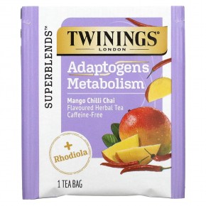 Twinings, Boost, адаптогены, травяной чай со вкусом манго и чили, без кофеина, 18 чайных пакетиков, 27 г (0,95 унции) в Москве - eco-herb.ru | фото