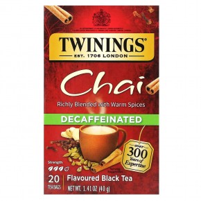 Twinings, ароматизированный черный чай, чай, без кофеина, 20 чайных пакетиков, 40 г (1,41 унции) - описание
