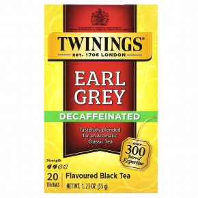 Twinings, Черный чай Earl Grey, без кофеина, 20 чайных пакетиков, 35 г (1,23 унции) - описание