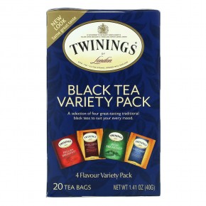 Twinings, черный чай, набор разных сортов, 20 чайных пакетиков, 40 г (1,41 унции) - описание