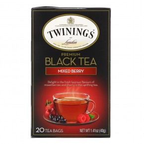 Twinings, черный чай премиального качества, ягодный вкус, 20 чайных пакетиков, 40 г (1,41 унции) - описание